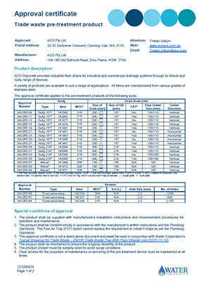 Water Corporation Approval