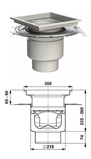 gully 218 adjustable height with bonding flange square
